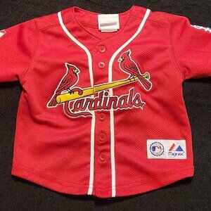 Majestic St Louis Cardinals Red Jersey 18 Month Button Up